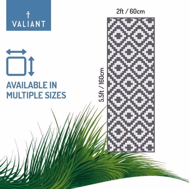 Valiant Geometric Grey Hallway Runner Rug, W: 168 cm, D: 61 cm – 1
