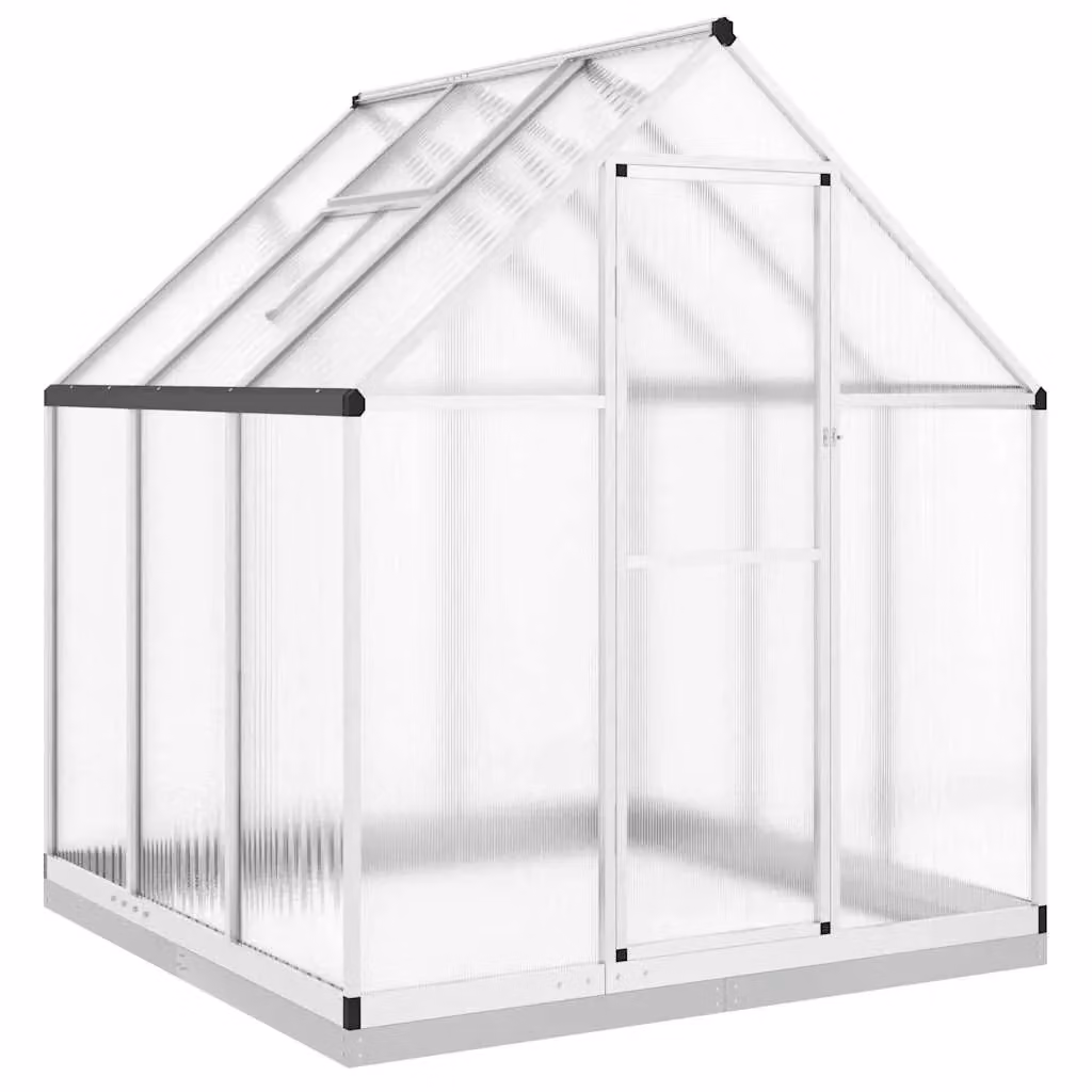 Berkfield Home Aluminium Greenhouse with Base Frame and Polycarbonate Windows in Silver, W/D/H: 169 x 169 x 202 cm – 2