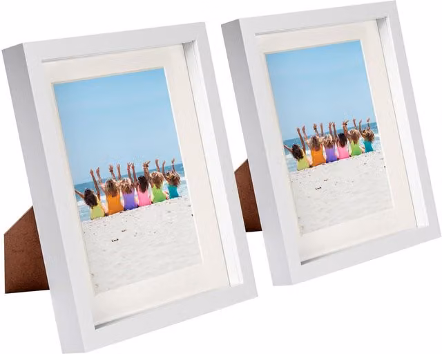 Nicola Spring Pack of 2 White 3D Box Photo Frames with 5 x 7 inch Mounts