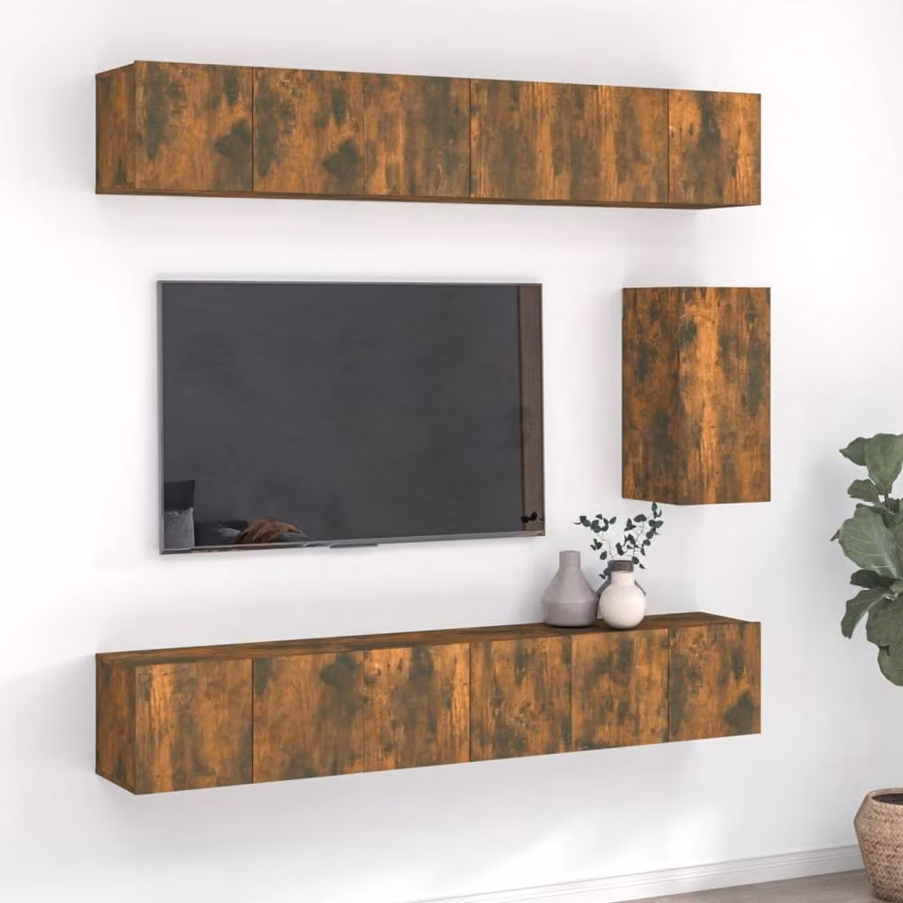 Berkfield Home Classic 7 Piece TV Cabinet Set in Brown Smoked Oak Engineered Wood – 2