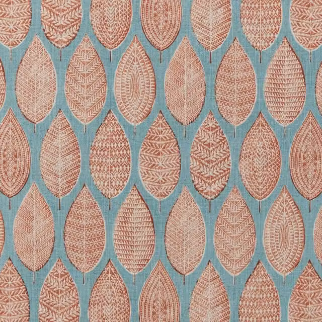 iLiv Malabar Fabric Henna Multicolour Blue and Orange