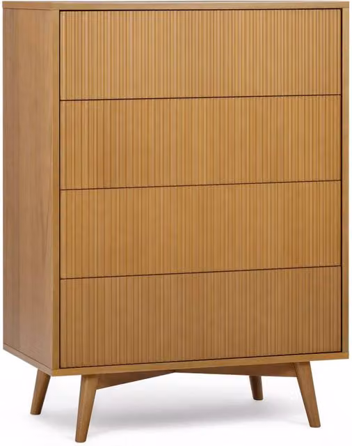 Teamson Home Tremolo Acacia Wood 4 Drawer Bedroom Dresser in Brown – 1