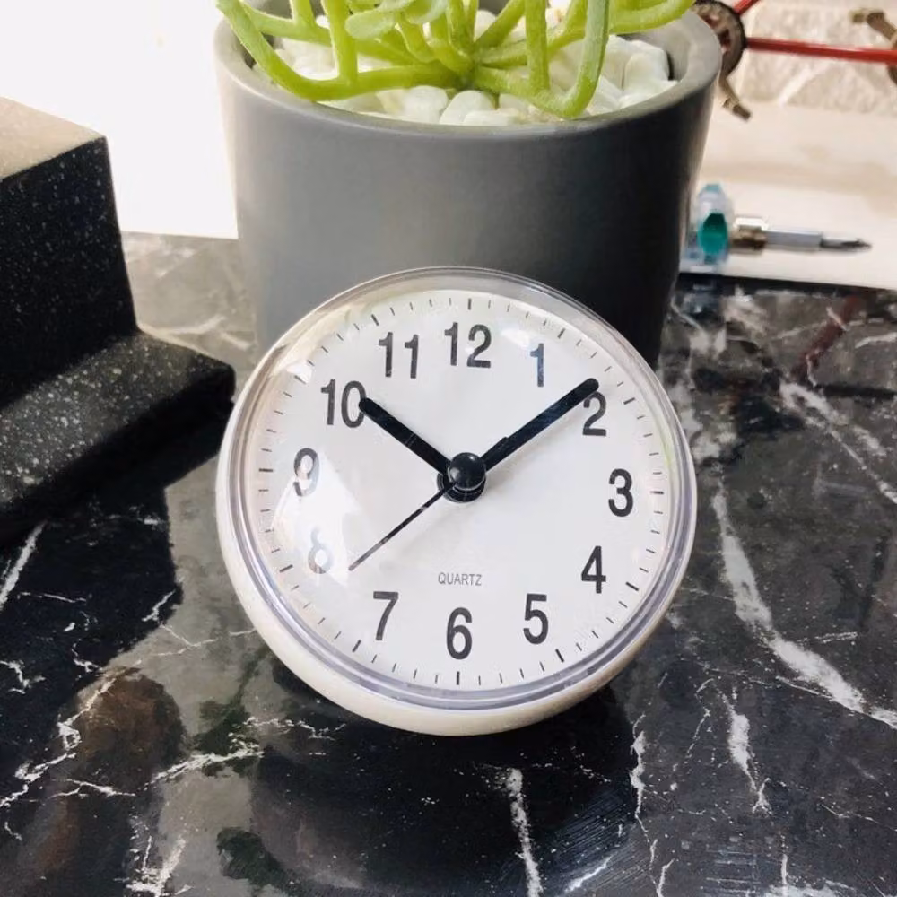 NESTLUNE White Waterproof Suction Cup Shower Clock for Bathroom and Kitchen, W: 100 cm x H: 100 cm – 3