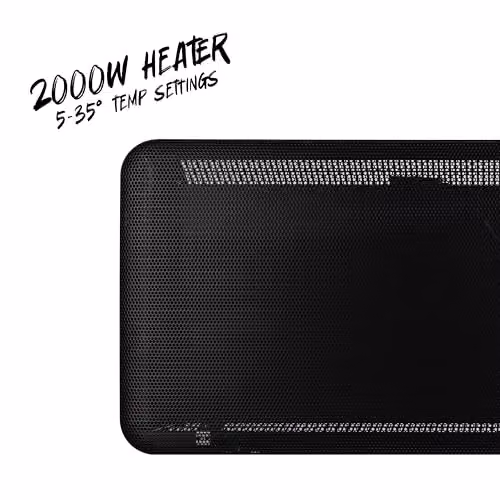 TCP 2000W 2-in-1 Black Infrared and Convection Panel Heater with Digital Thermostat and Timer – 7