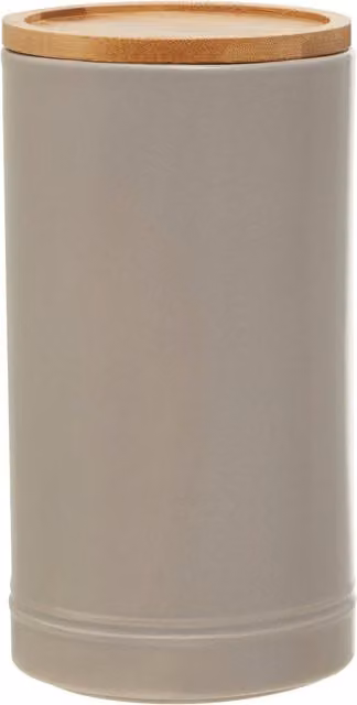 Orsina Trendy Black and Grey Stoneware Canister with Airtight Bamboo Lid