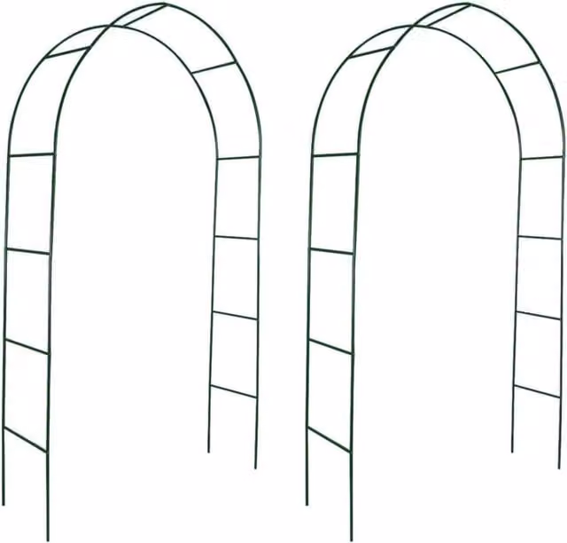 Berkfield Metal Garden Arch Support for Climbing Plants, Green, 2 Pack, H: 240 cm, W: 140 cm, D: 39 cm