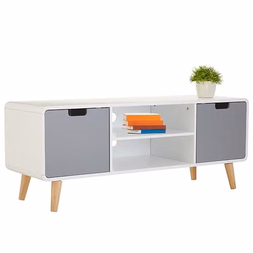 Premier Housewares TV Unit, White and Grey, W/D/H: 120 x 40 x 48 cm – 2