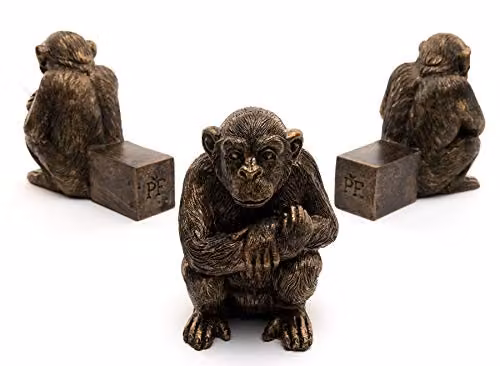 Jardinopia Chimpanzee Plant Pot Feet, Bronze, Set of 3, W: 6.5 cm, D: 9.5 cm, H: 9 cm – 2