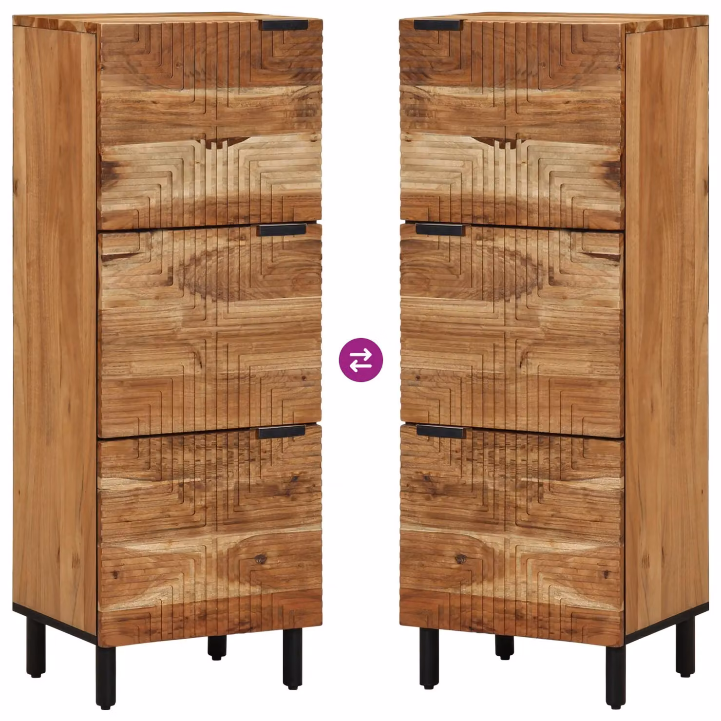 Berkfield Home Acacia Wood Highboard in Brown and Black, W: 40 cm, D: 33 cm, H: 110 cm – 5