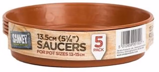Sankey Pack of Five Brown Ceramic Grow Saucers, Diameter: 13.5 cm – 1