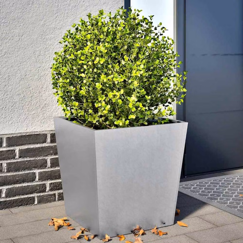 Berkfield Home Garden Galvanised Steel Planter Tubs, Grey, 2 Pack, W/D/H: 50 x 50 x 50 cm – 2