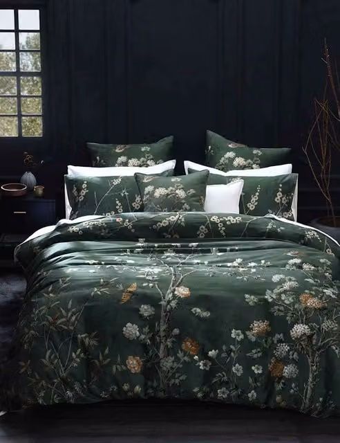 MM Linen Zen Reversible Floral Cotton Bedding Set, Green Mix, W: 140 cm, L: 200 cm