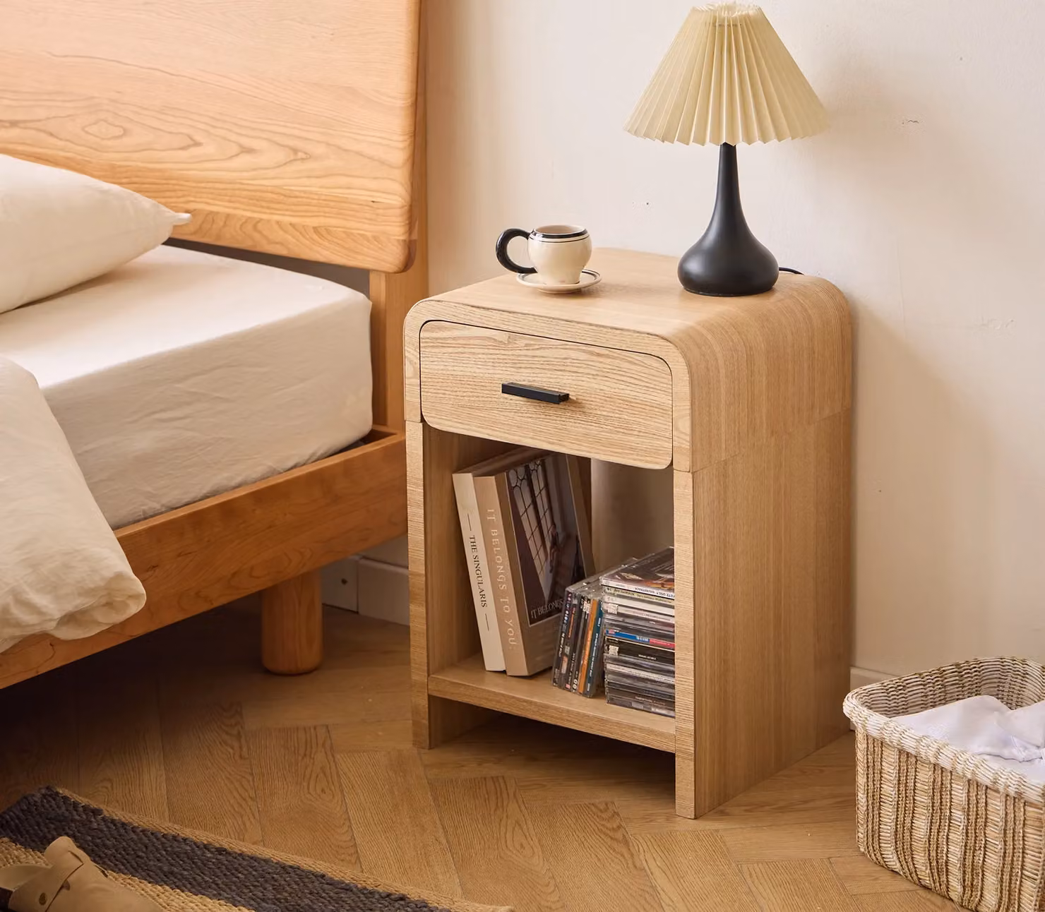 Nordlys Scandinavian Design Bedside Table in Brown Wood and Metal – 2