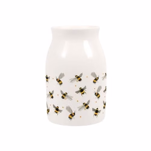 Purely Home Scattered Bees Small Porcelain Vase in White and Multicolour