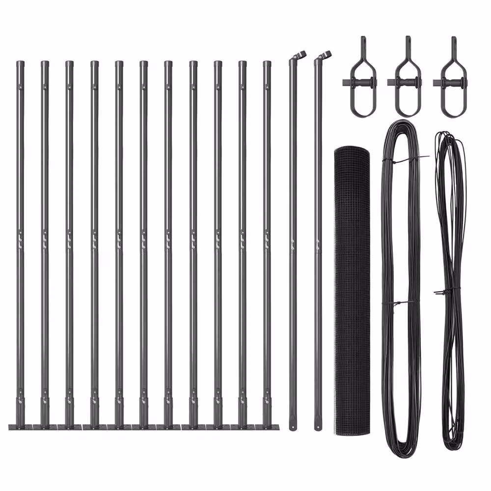 Berkfield Home Set of 2 Grey Metal and Concrete Round Mesh Fence Posts, W/D/H: 25 cm x 1 m – 2