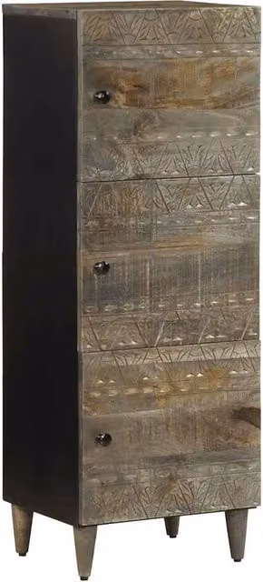 Berkfield Home Highboard in Black Solid Mango Wood, W/D/H: 40 x 33 x 110 cm