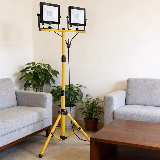 Ventryn 2x50W LED Twin Work Lights IP66 Portable Flood Lamp in Yellow – 1