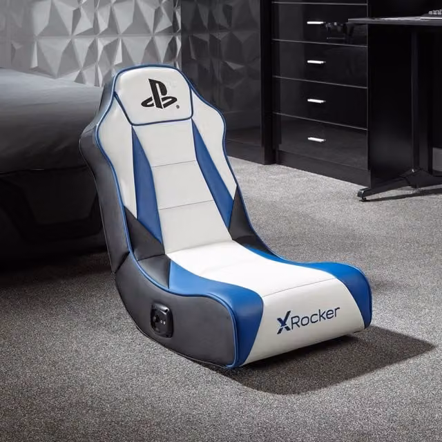 X Rocker PlayStation Geist Floor Rocker Gaming Chair for Kids in White and Blue – 5