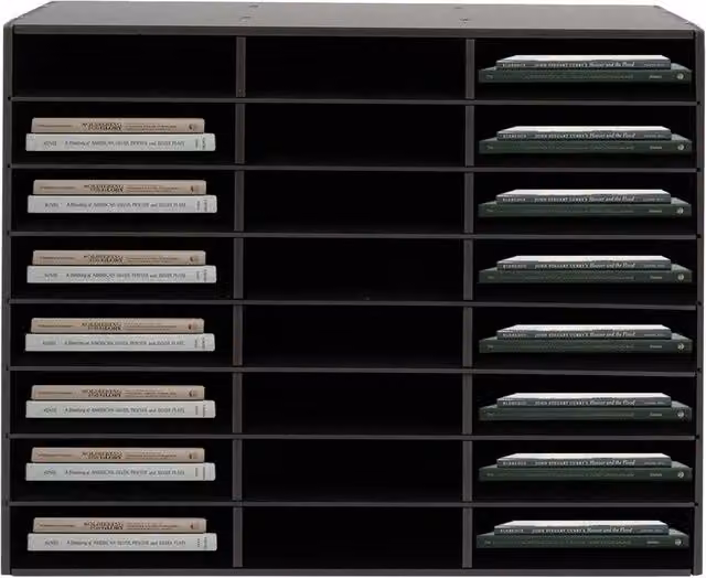 Ventryn 24 Compartment Literature Organizer and Office Mailbox File Sorter in Black Plastic – 1