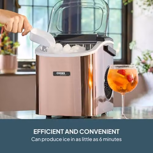 Cooks Professional 12kg Countertop Ice Maker Machine in Copper with Ice Scoop and 1.3L Water Tank – 2