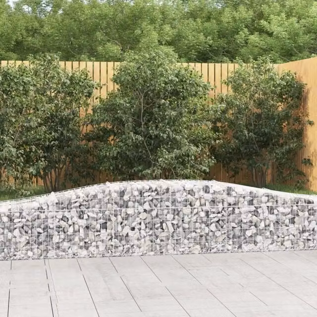 Berkfield Home Arched Gabion Baskets, 5 Piece Set, Silver Galvanised Steel, W: 400 cm, D: 40-60 cm, H: 50 cm