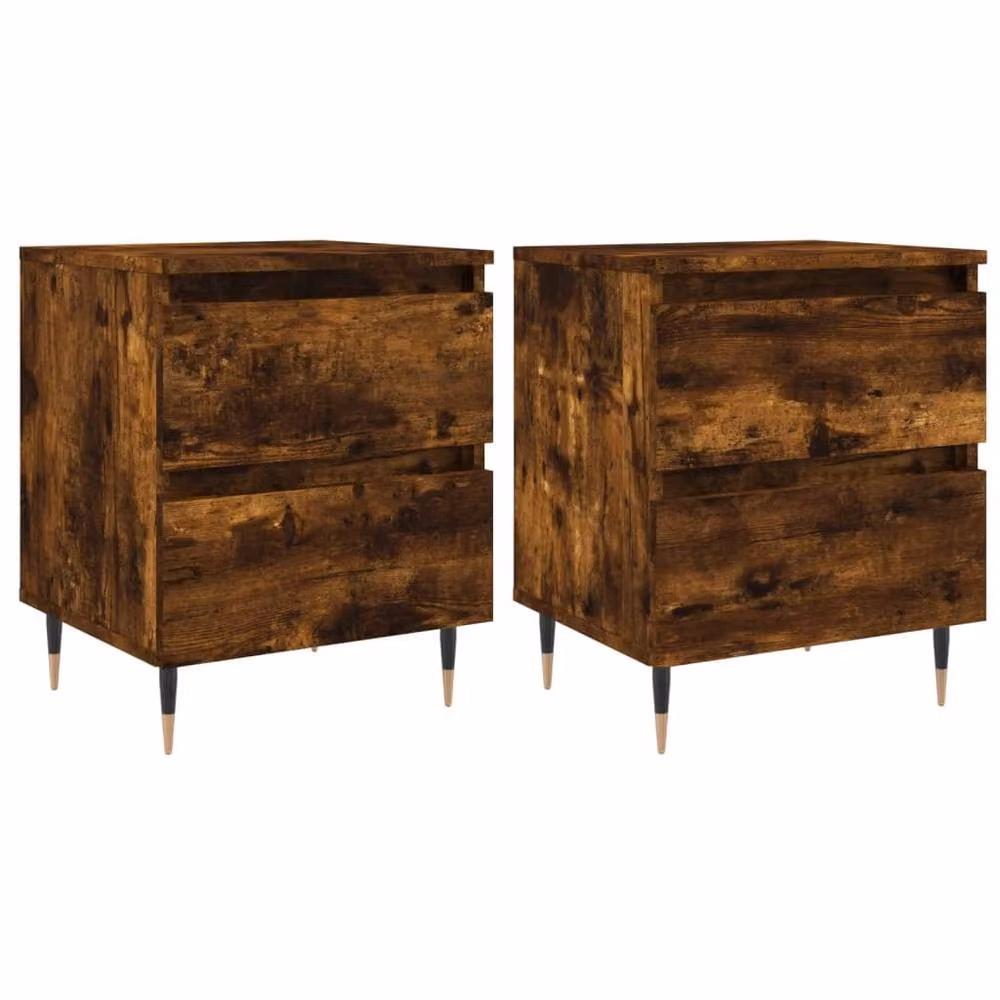 Berkfield Home Elegant Bedside Cabinets, 2 Piece Set in Smoked Oak Brown, W/D/H: 40 x 35 x 50 cm – 3