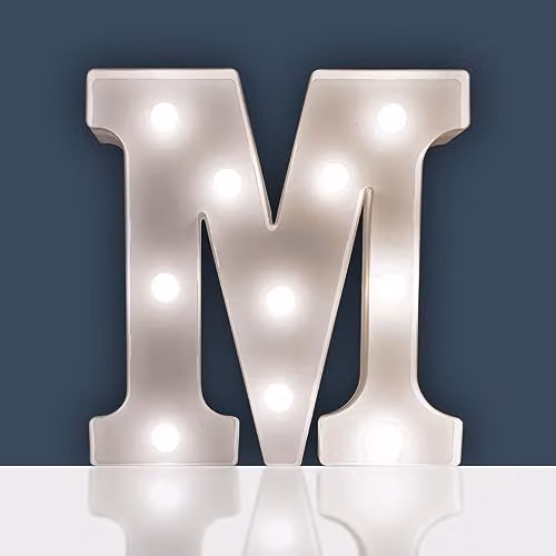 mysmartbuy White Battery Powered 3D LED Letter M Light, H 22 x W 14 x D 3 cm – 2