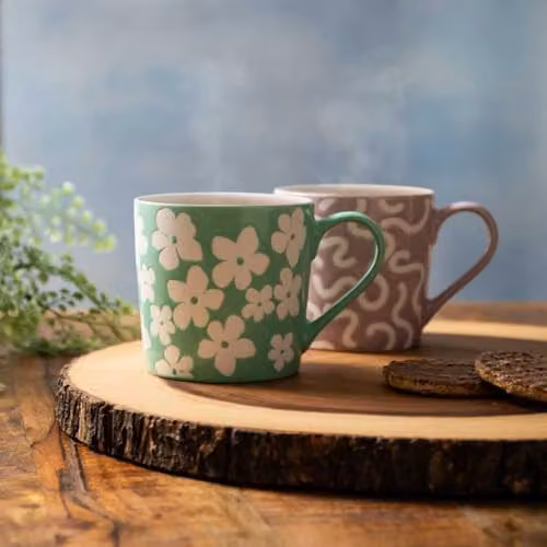 Mikasa Blue and Green Floral Stoneware Mug, 360ml – 4