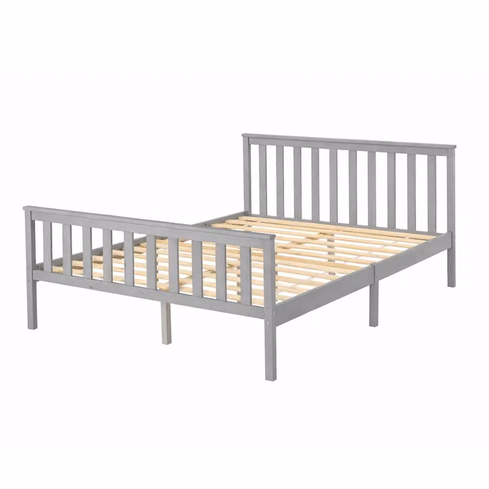 Aspire Langley Solid Wood Slatted Bed Frame in Grey or White, W/D/H: 180 x 200 cm – 3