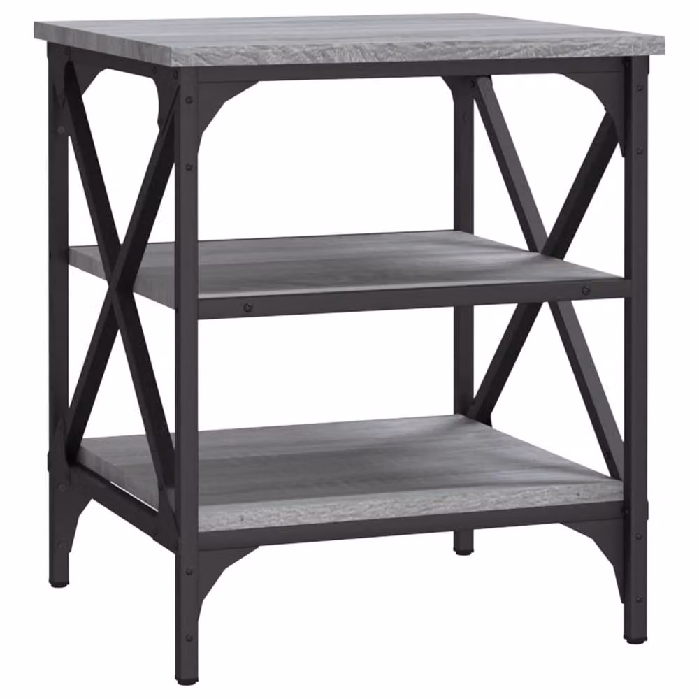 Berkfield Home Set of 2 Grey Sonoma Side Tables in Engineered Wood, W/D/H: 40 x 42 x 50 cm – 3