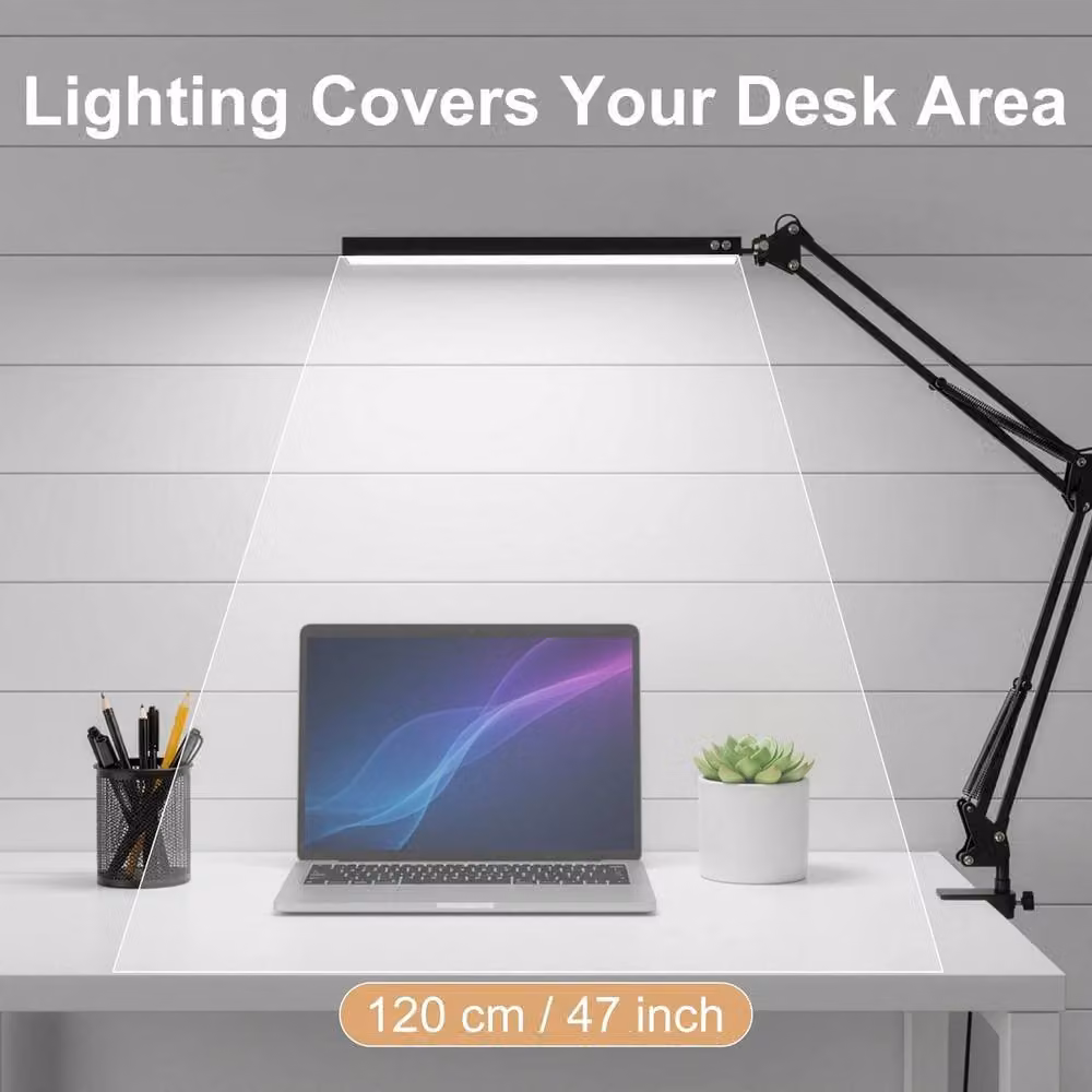 VOGREX Black 12W LED Clamp Desk Lamp with 3 Colour Modes and Touch Control for Home and Office – 3