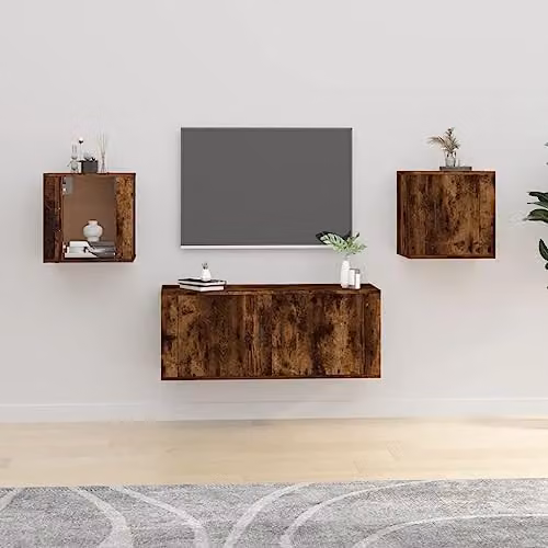 vidaXL 2 Piece Wall-mounted TV Cabinet Set in Brown, W/D/H: 40 x 34.5 x 40 cm – 2