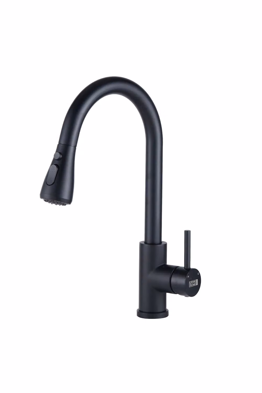 Living and Home Matt Black Kitchen Mixer Tap with Pull Out Spray Function – 3