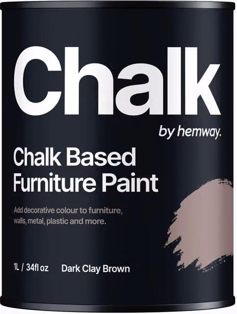 Hemway Chalk Based Furniture Paint in Flat Matt Dark Clay Brown, 1L