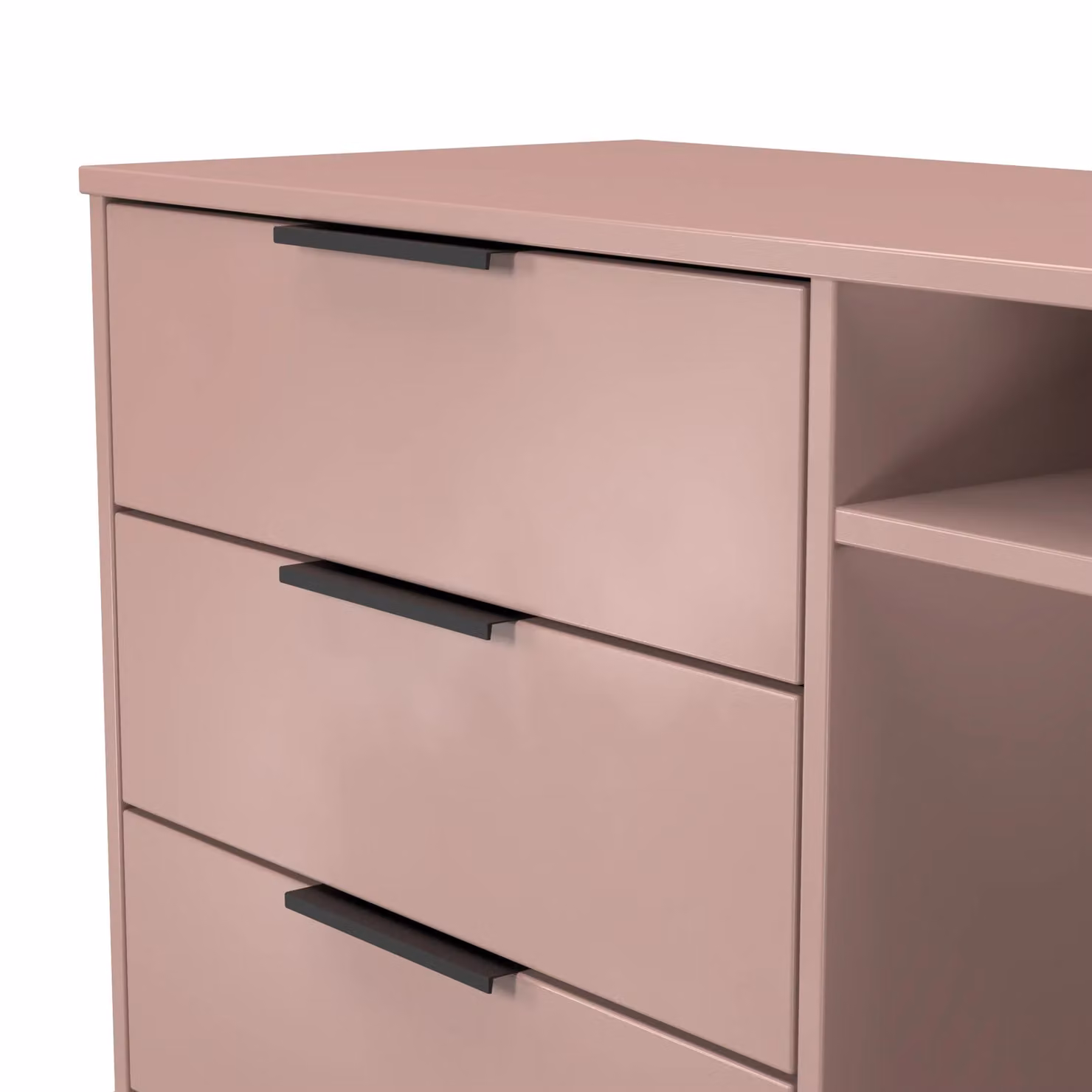 Ready Assembled 2 U Fuji 3 Drawer Modern TV Unit in Dusty Pink – 3
