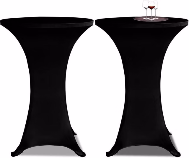 Berkfield Home Black Stretch Round Standing Tablecloths, 2 Pack, Diameter: 80 cm – 1