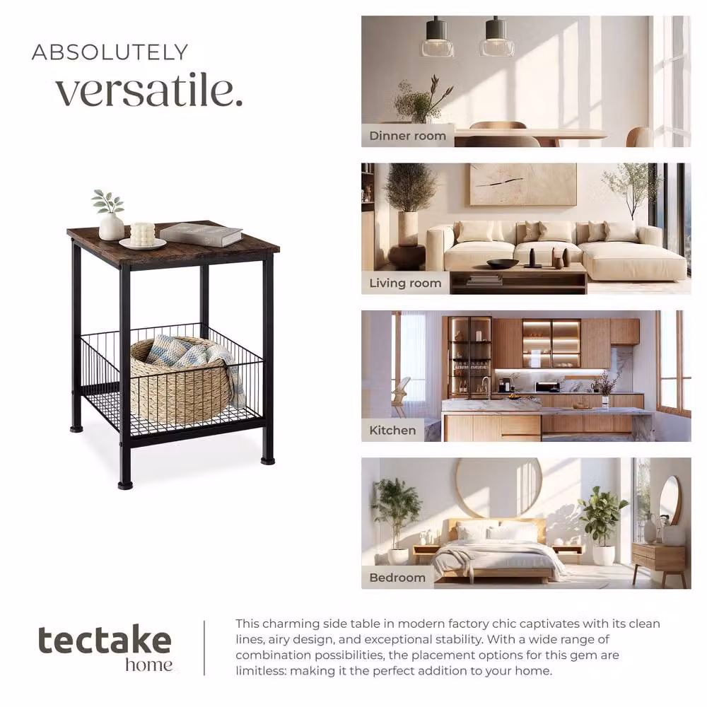 tectake Grimsby Bedside Table in Dark Brown – 6