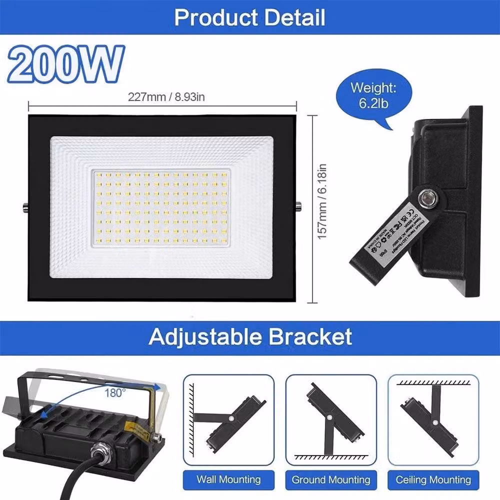 NESTLUNE 200W LED Security Floodlight in Black – 2