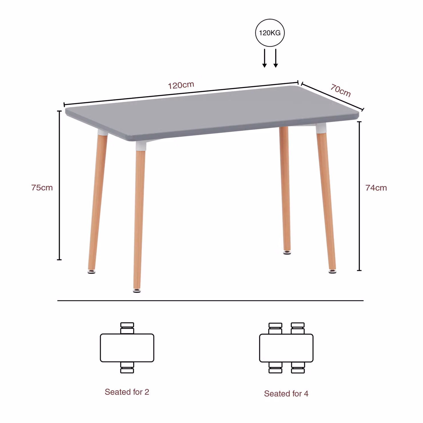 Vida Designs Batley 4 Seater Square Dining Table in Grey with Solid Beech Wood and MDF – 3