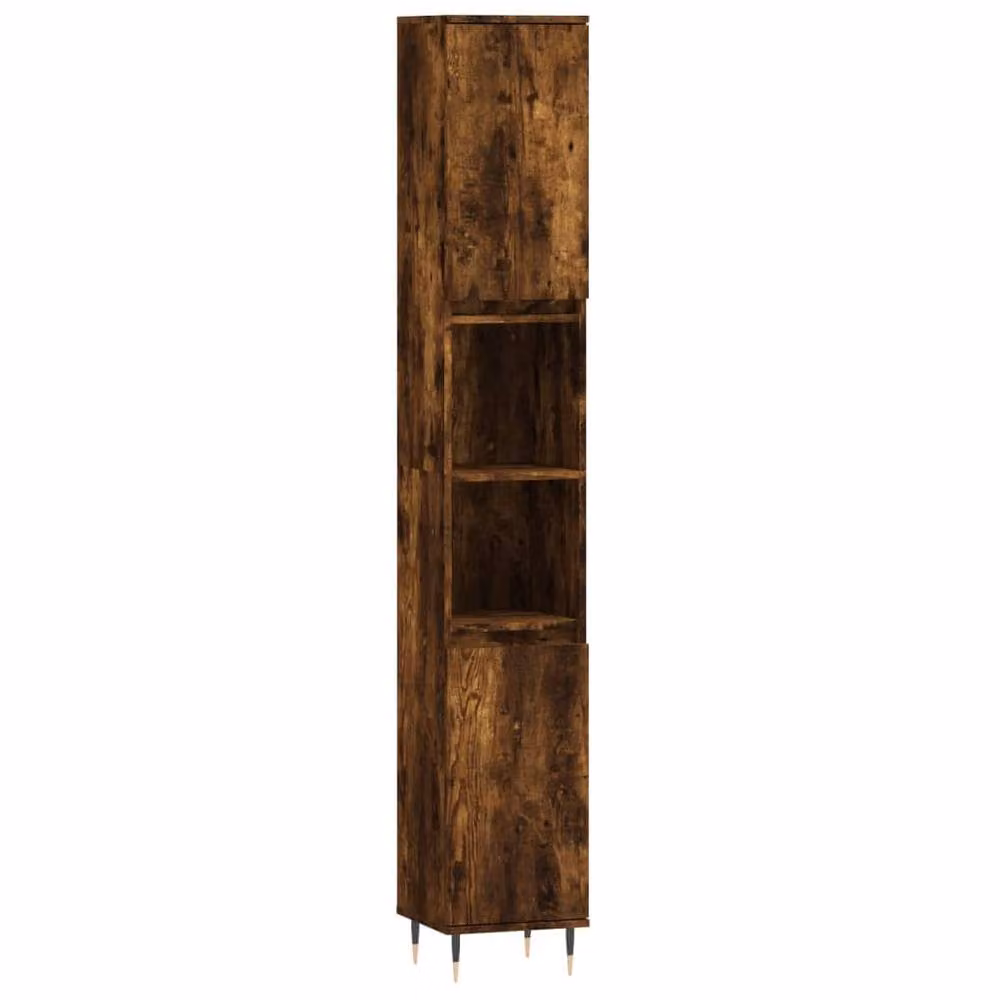 Berkfield Home 3 Piece Modern Freestanding Bathroom Furniture Set in Brown Smoked Oak – 3
