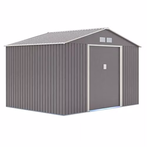 Rowlinson Trentvale Metal Apex Shed in Grey, W: 321 cm, D: 241 cm, H: 205 cm – 2