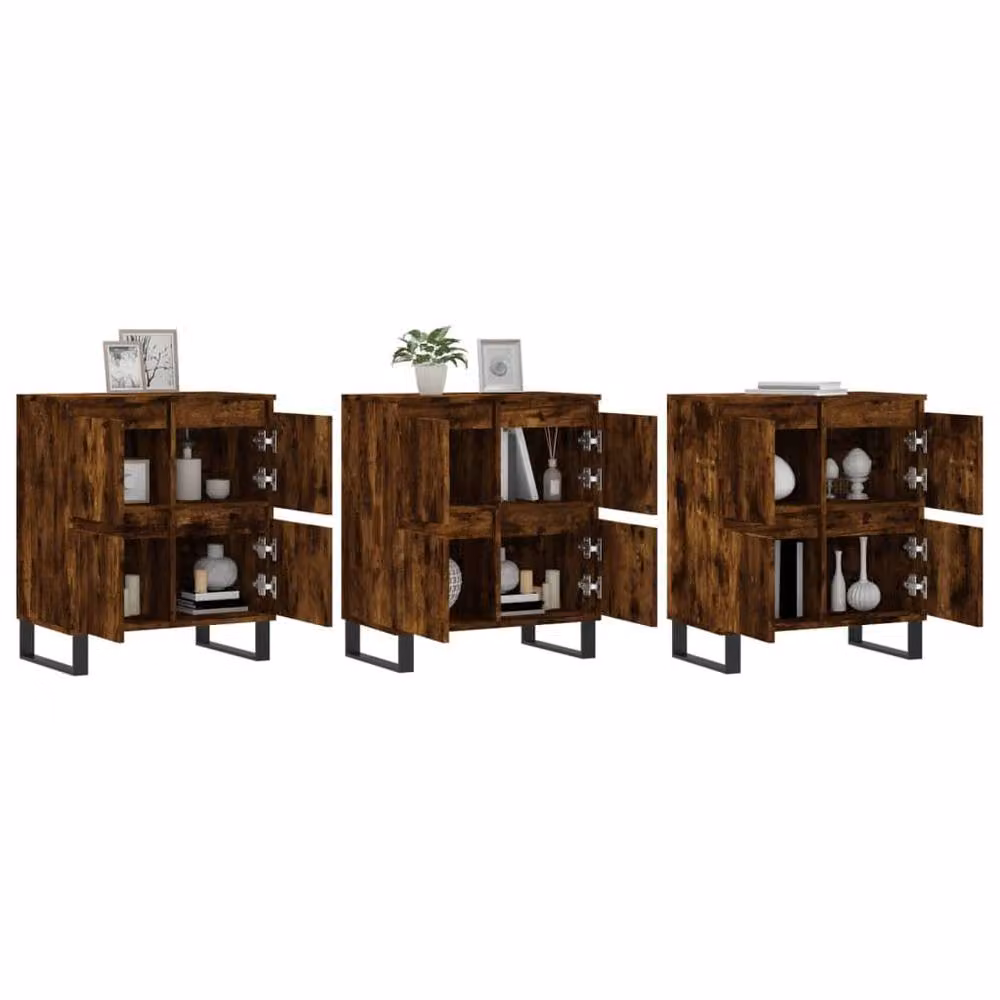 Berkfield Home 3-Piece Smoked Oak Sideboard Set in Brown, Engineered Wood – 3