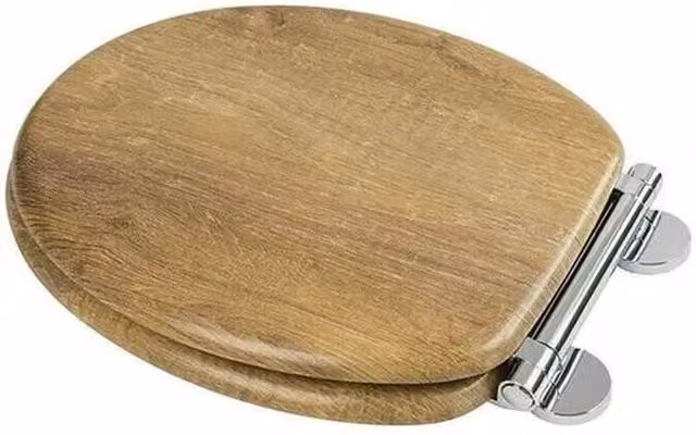 KORVIXA Brown Wooden Soft Close Flexi-Fix Toilet Seat, W: 52 cm – 1