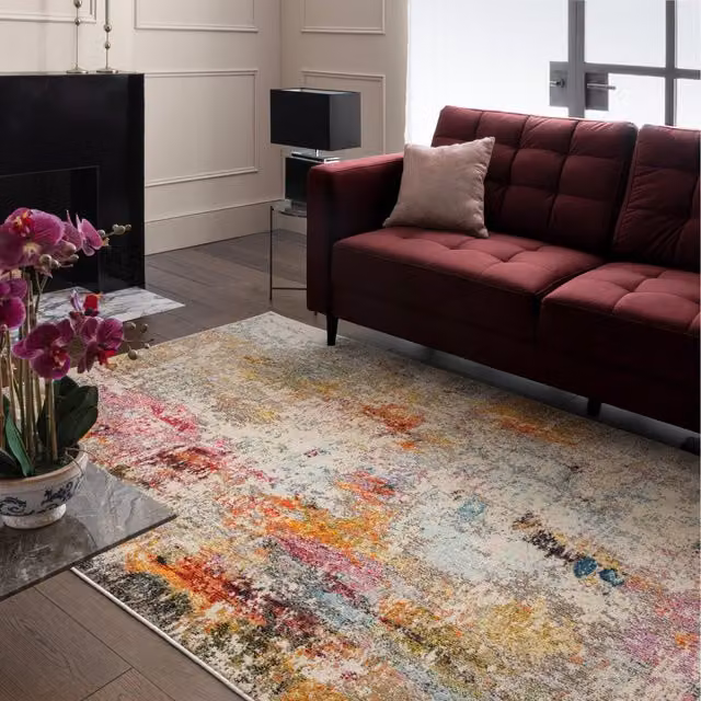 Furniturebox UK Haze Abstract Multicolour Rectangular Rug, W: 230 cm, D: 160 cm