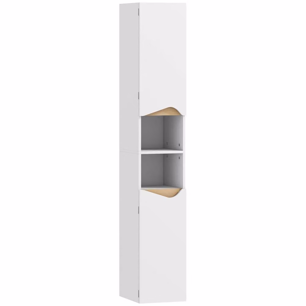 Wyld Haus Rasa Slim Tall Bathroom Storage Cabinet in White with 2 Doors and 2 Shelves – 2