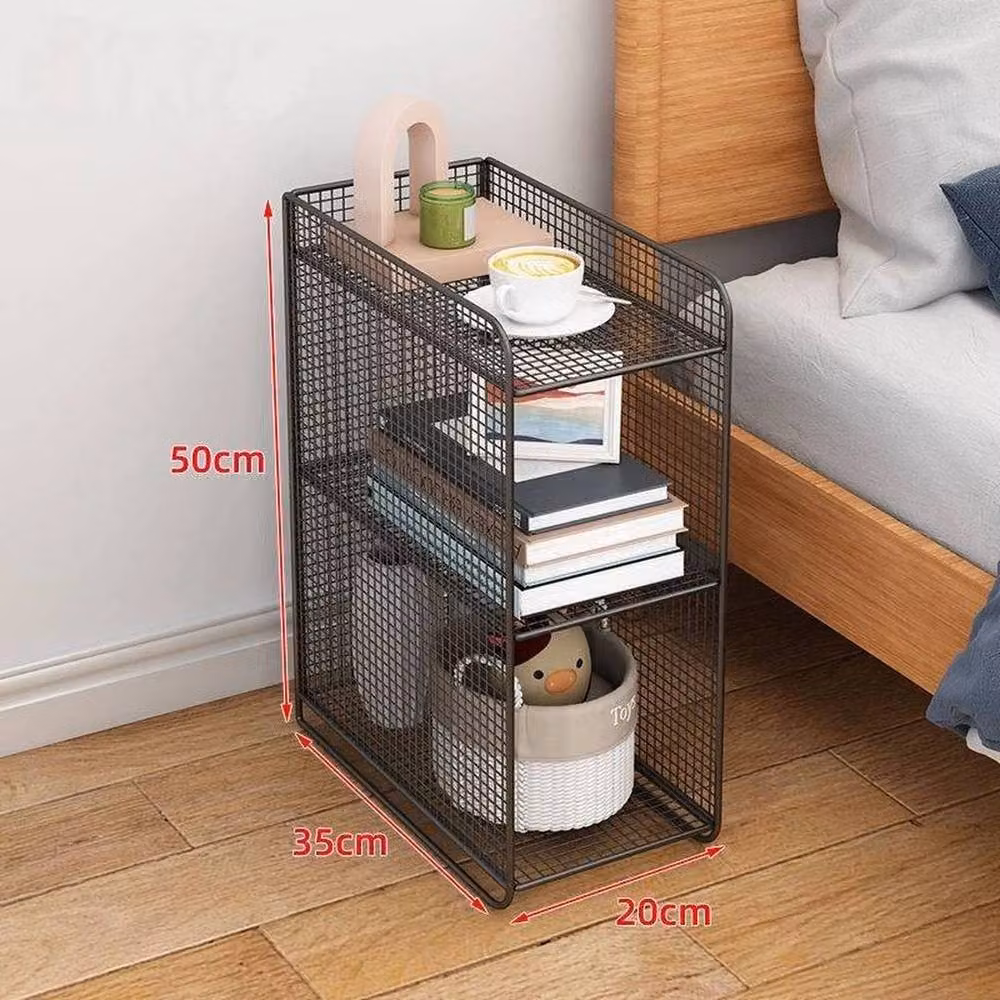 EONLION 3-Tier Metal Corner Nightstand and End Table in Black, W/D/H: 50 x 50 x 50 cm – 5