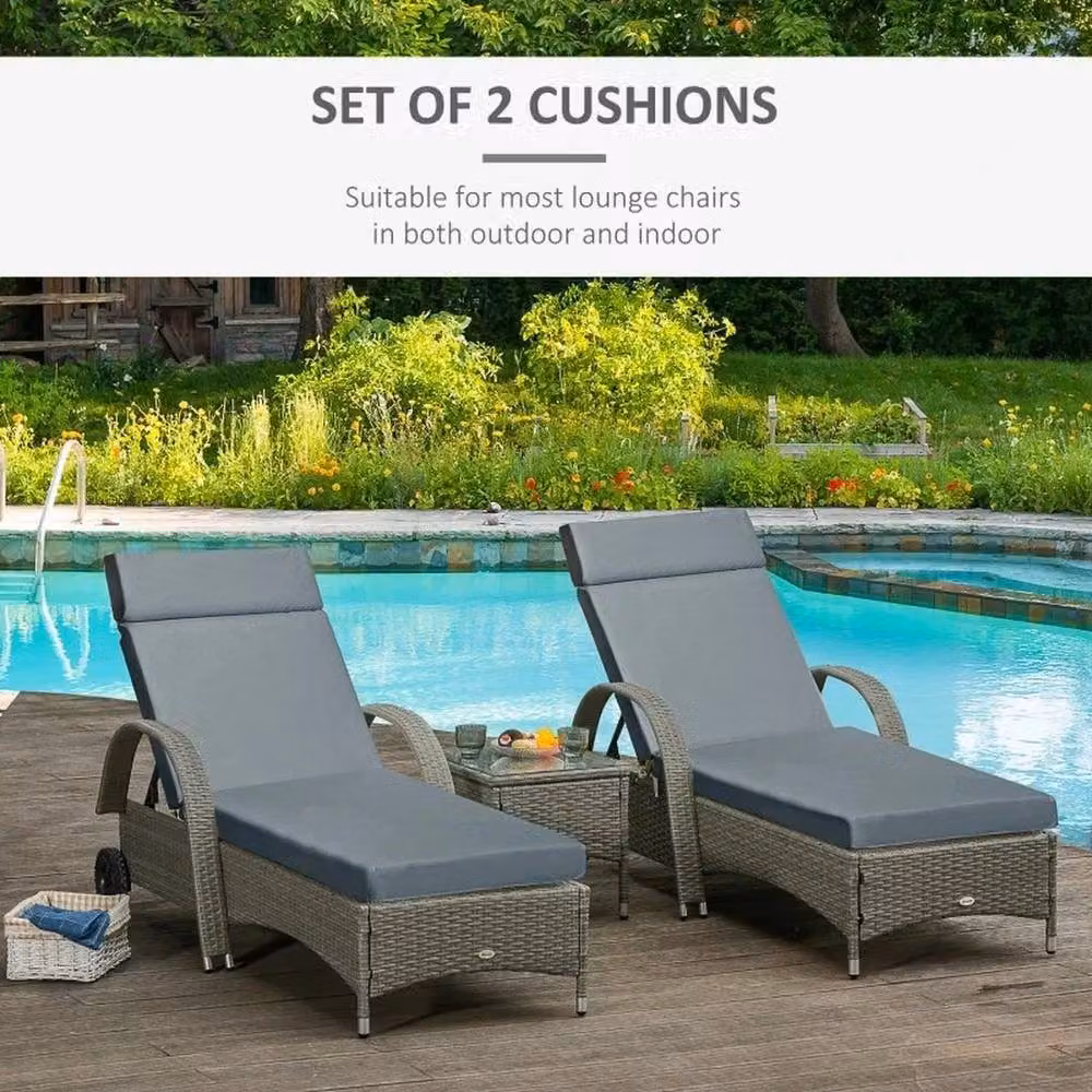 FLAVORA Set of 2 Grey Sun Lounger Cushions for Rattan Furniture – 5