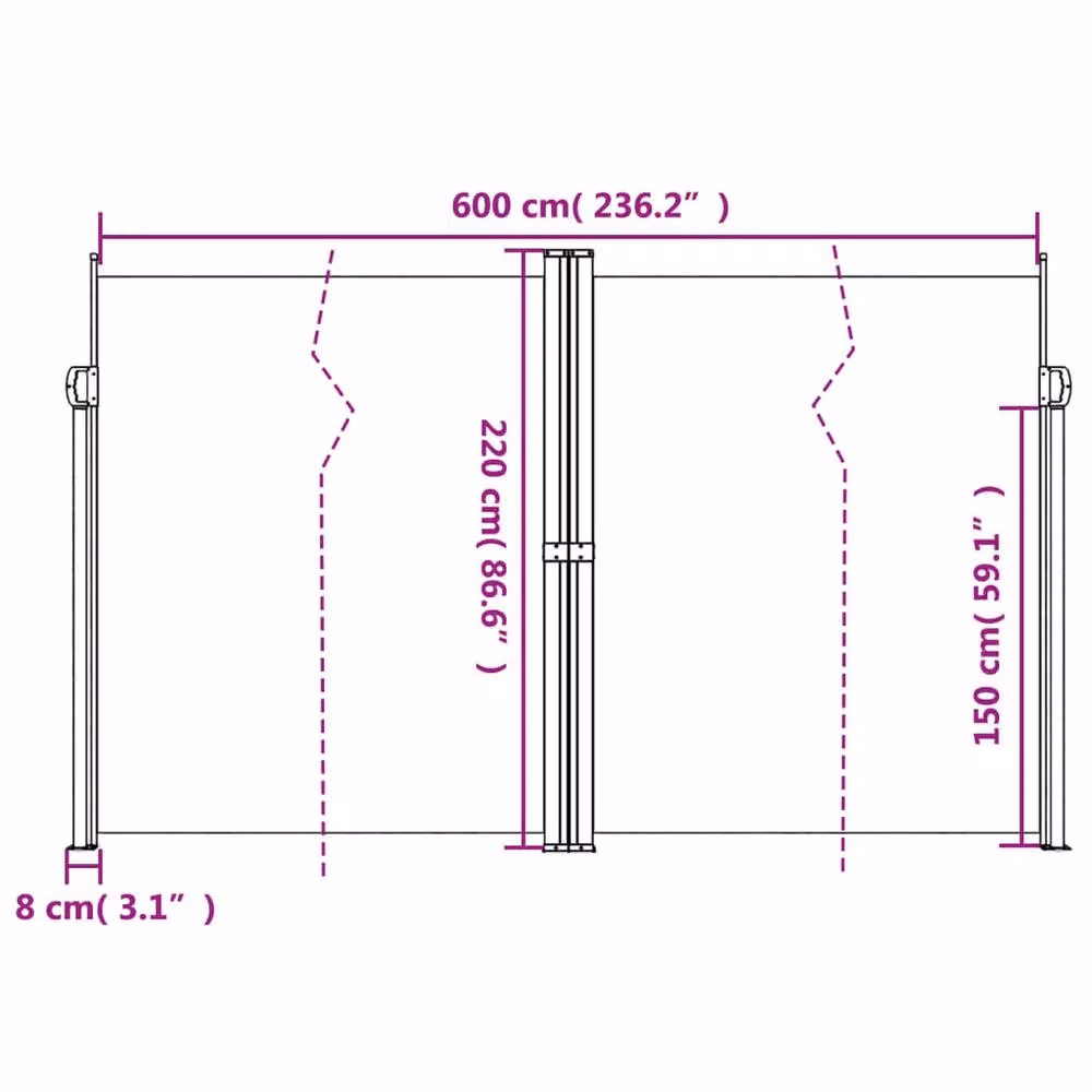 Berkfield Home Retractable Single Side Awning in Red, W/H: 600 x 220 cm – 5
