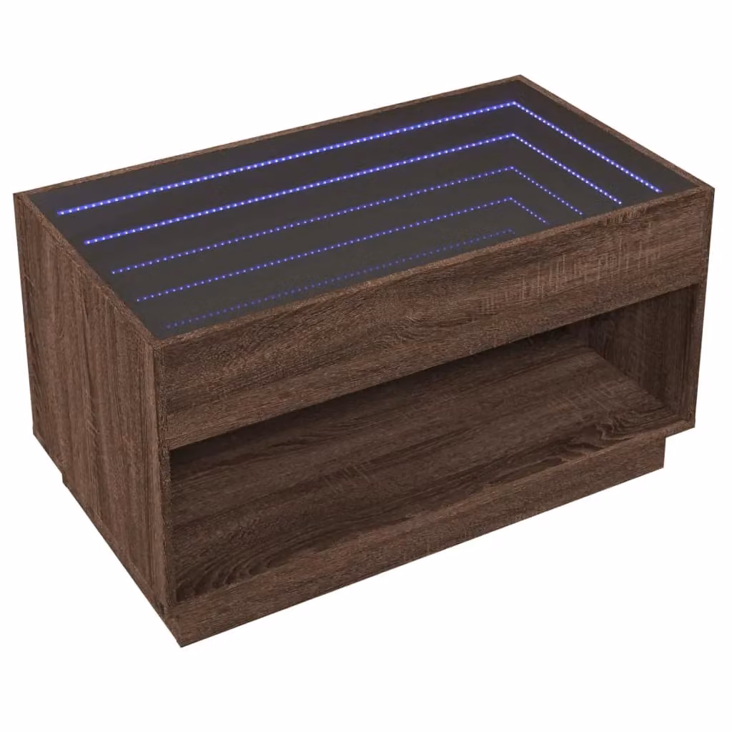 Berkfield Home Infinity LED Coffee Table in Brown Oak, W/D/H: 90 x 50 x 50 cm – 3