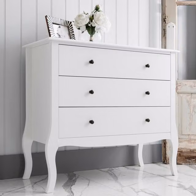 Noa and Nani Classic White Lacquered Pine Chest of Drawers